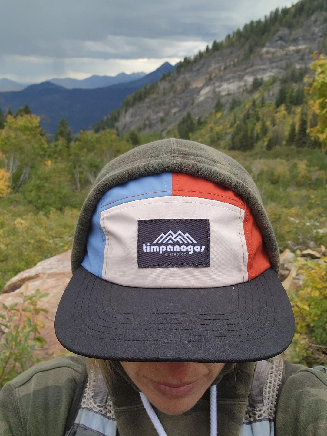 Timpanogos Hiking Co. -  5-panel Nylon Camp Hat (Red/Blue/Tan)