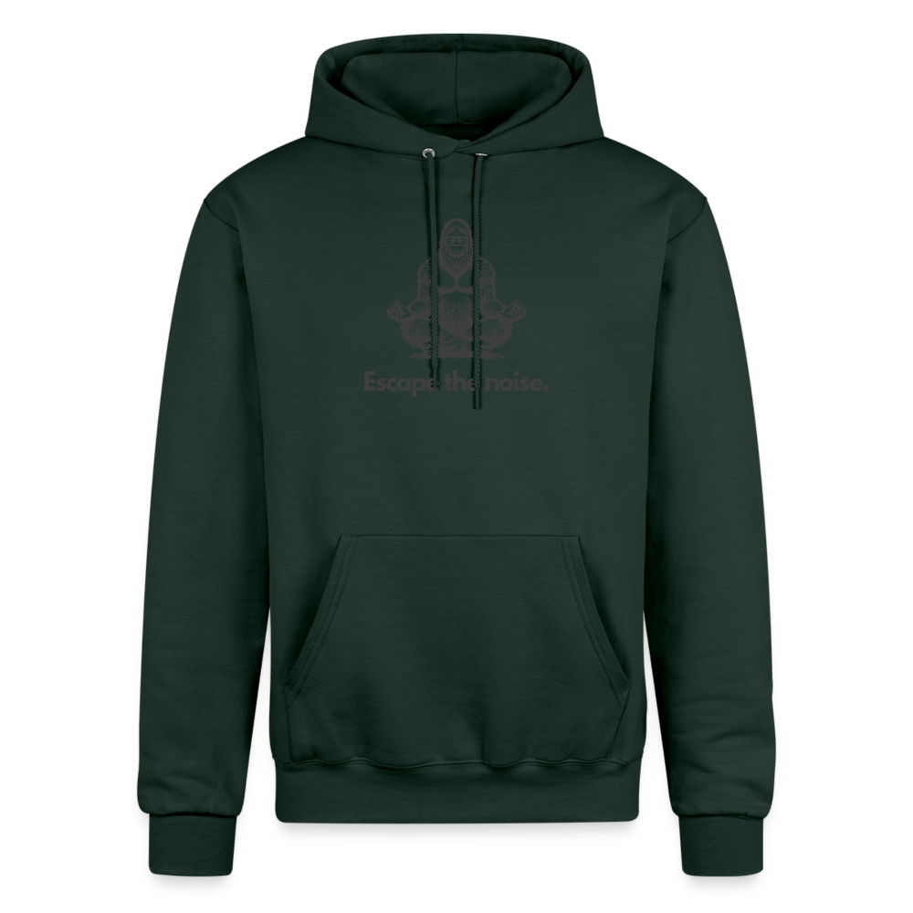 Escape the Noise (Bigfoot) - Champion Powerblend Hoodie - Dark Green