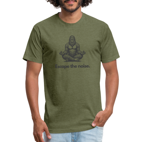 Escape the Noise (Bigfoot) - Premium Graphic Tee - heather military green