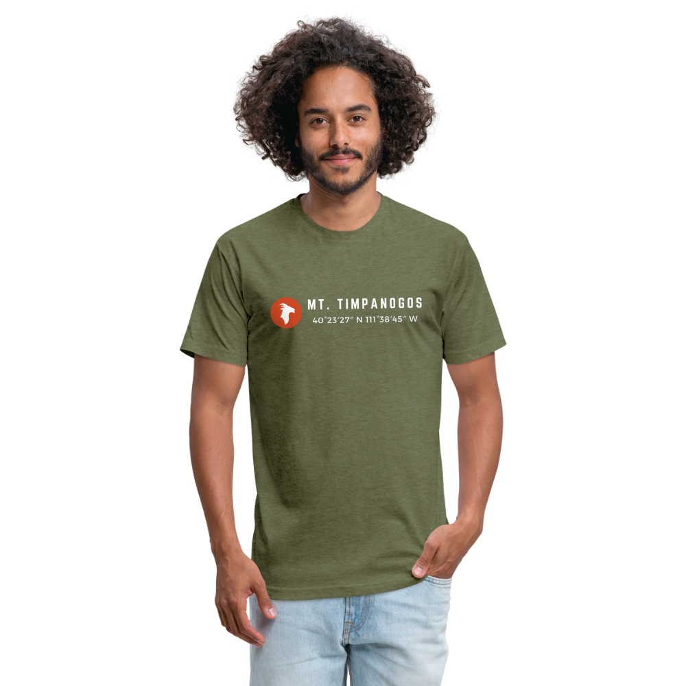 Mt. Timpanogos (Coordinates) - Premium Graphic Tee - heather military green