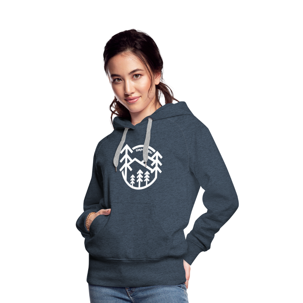 Retro Forest - Women’s Fitted Hoodie - heather denim