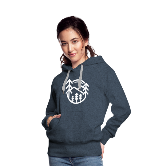 Retro Forest - Women’s Fitted Hoodie - heather denim