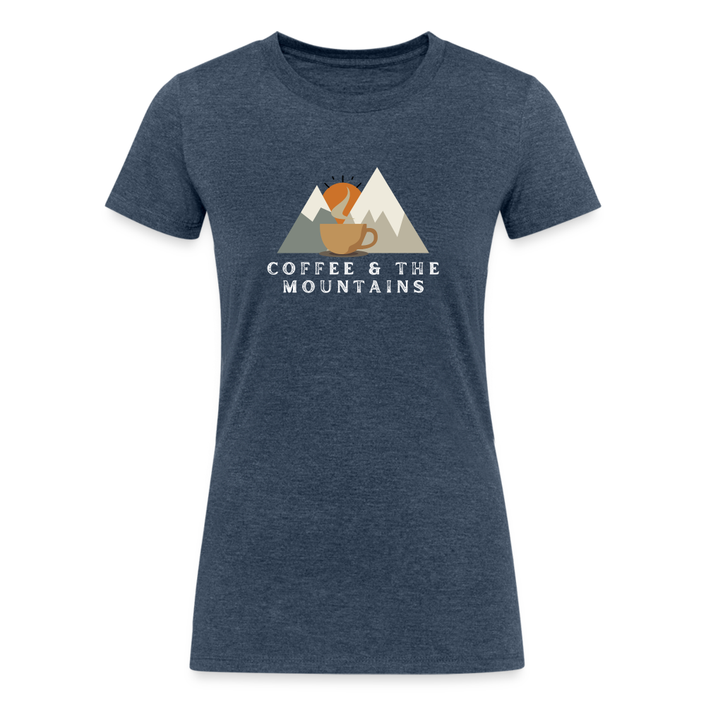 Coffee & the Mountains - Women's Tri-Blend Organic T-Shirt - heather navy