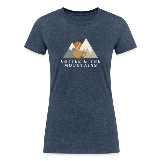 Coffee & the Mountains - Women's Tri-Blend Organic T-Shirt - heather navy