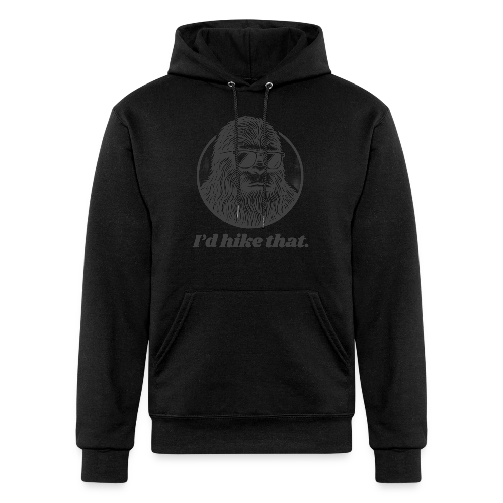 I'd Hike That (Bigfoot) - Champion Powerblend Hoodie - black