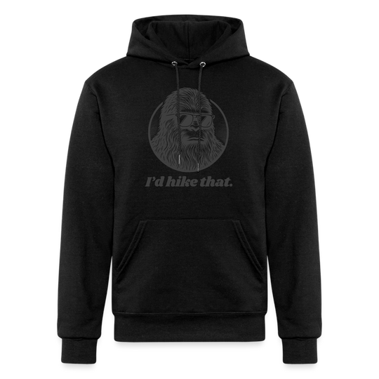 I'd Hike That (Bigfoot) - Champion Powerblend Hoodie - black