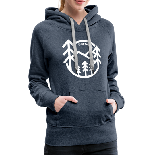 Retro Forest - Women’s Fitted Hoodie - heather denim