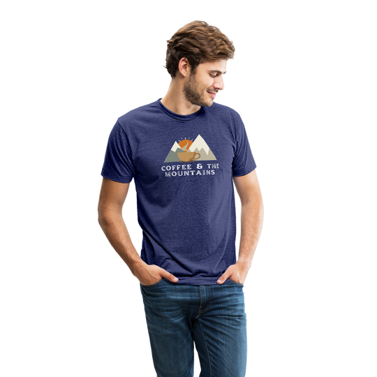 Coffee & the Mountains - Tri-Blend T-Shirt - heather indigo