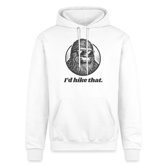 I'd Hike That (Bigfoot) - Champion Powerblend Hoodie - white