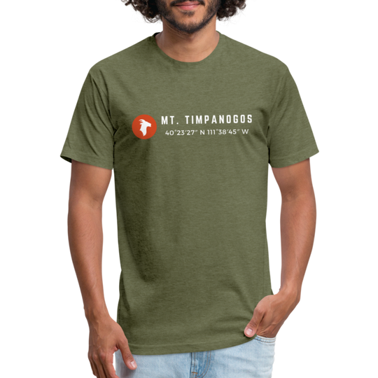 Mt. Timpanogos (Coordinates) - Premium Graphic Tee - heather military green