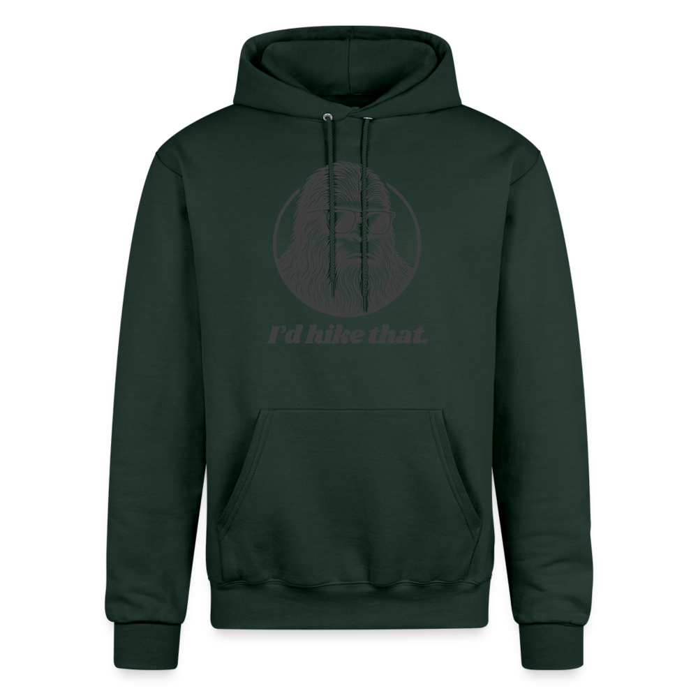 I'd Hike That (Bigfoot) - Champion Powerblend Hoodie - Dark Green