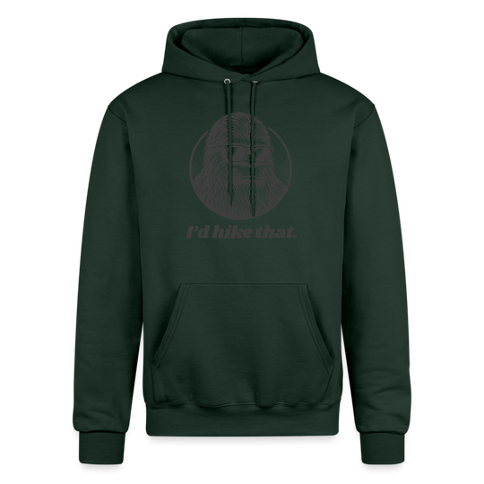 I'd Hike That (Bigfoot) - Champion Powerblend Hoodie - Dark Green