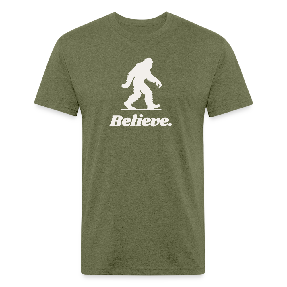 Believe (Bigfoot/White) - Premium Graphic Tee - heather military green