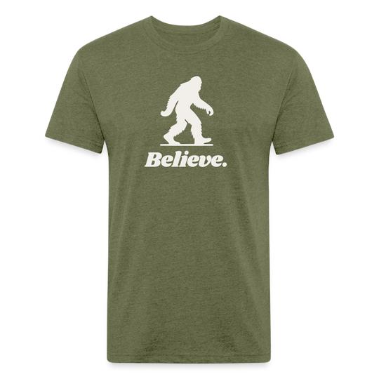 Believe (Bigfoot/White) - Premium Graphic Tee - heather military green