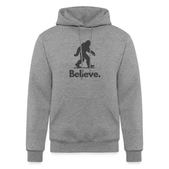 Believe (Bigfoot) - Champion Powerblend Hoodie - heather gray