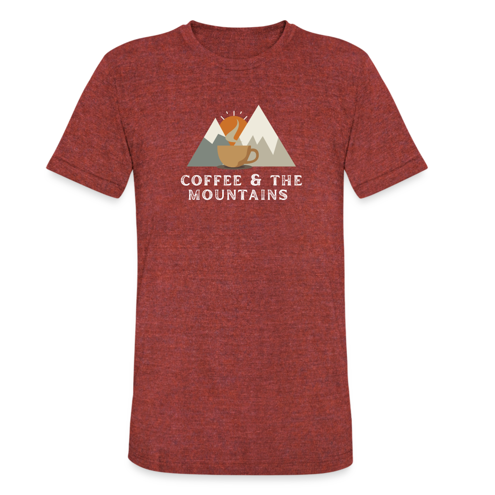 Coffee & the Mountains - Tri-Blend T-Shirt - heather cranberry