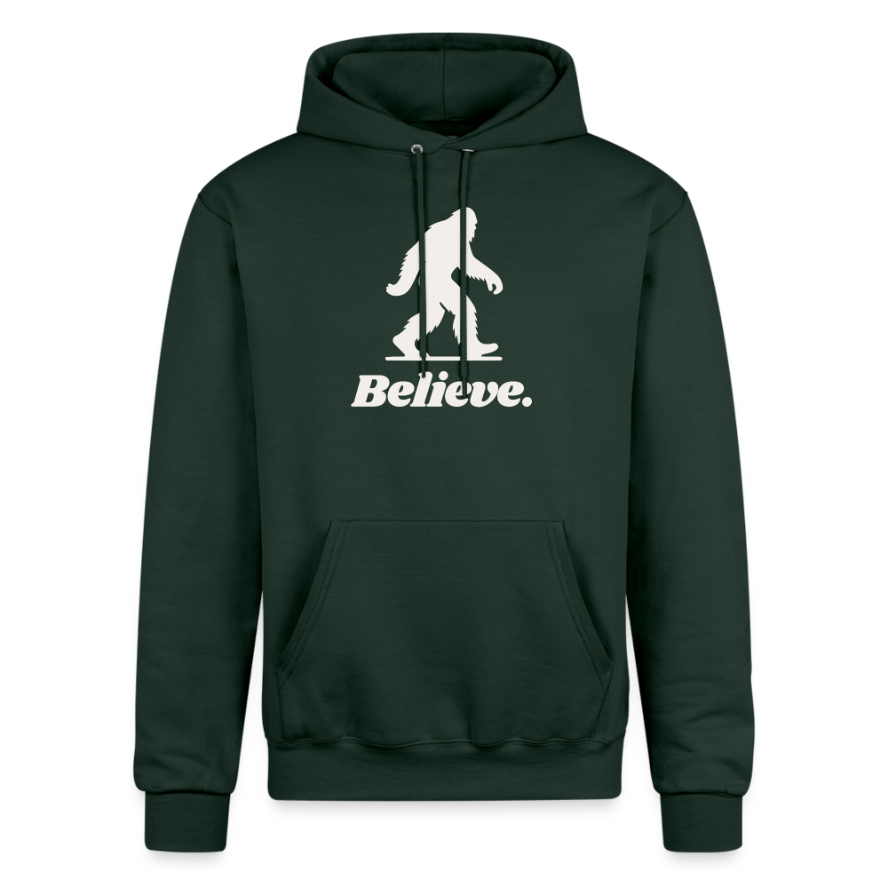 Believe (Bigfoot/Silver) - Champion Powerblend Hoodie - Dark Green