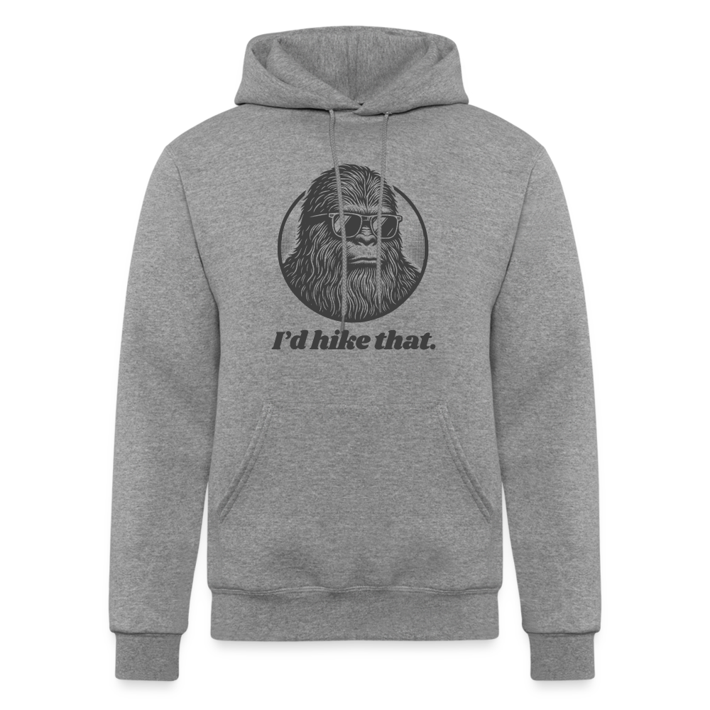 I'd Hike That (Bigfoot) - Champion Powerblend Hoodie - heather gray