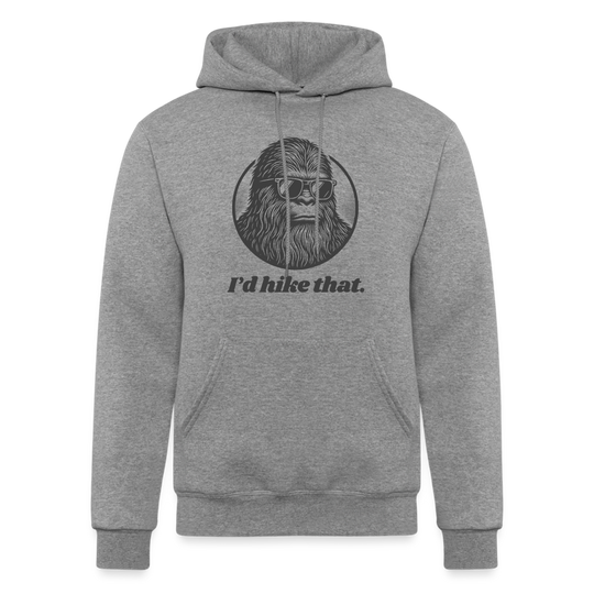 I'd Hike That (Bigfoot) - Champion Powerblend Hoodie - heather gray