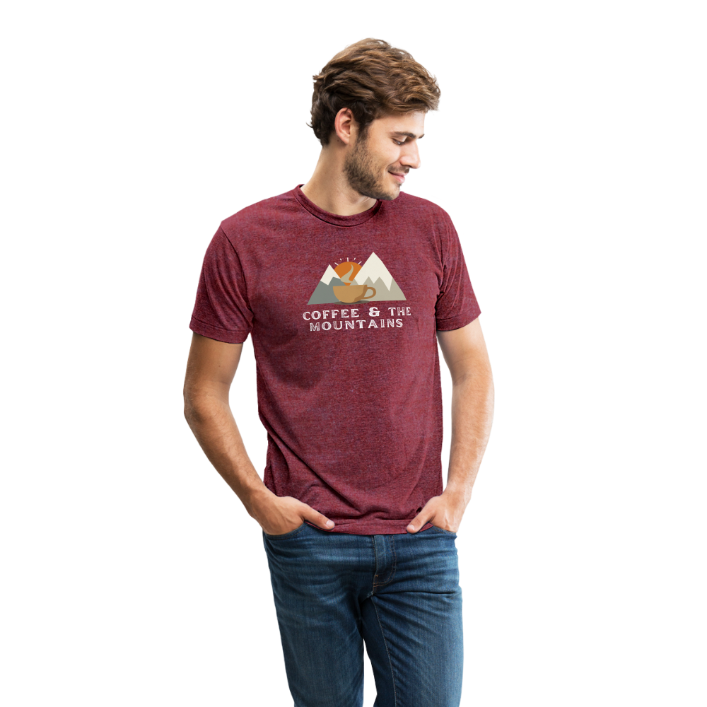 Coffee & the Mountains - Tri-Blend T-Shirt - heather cranberry