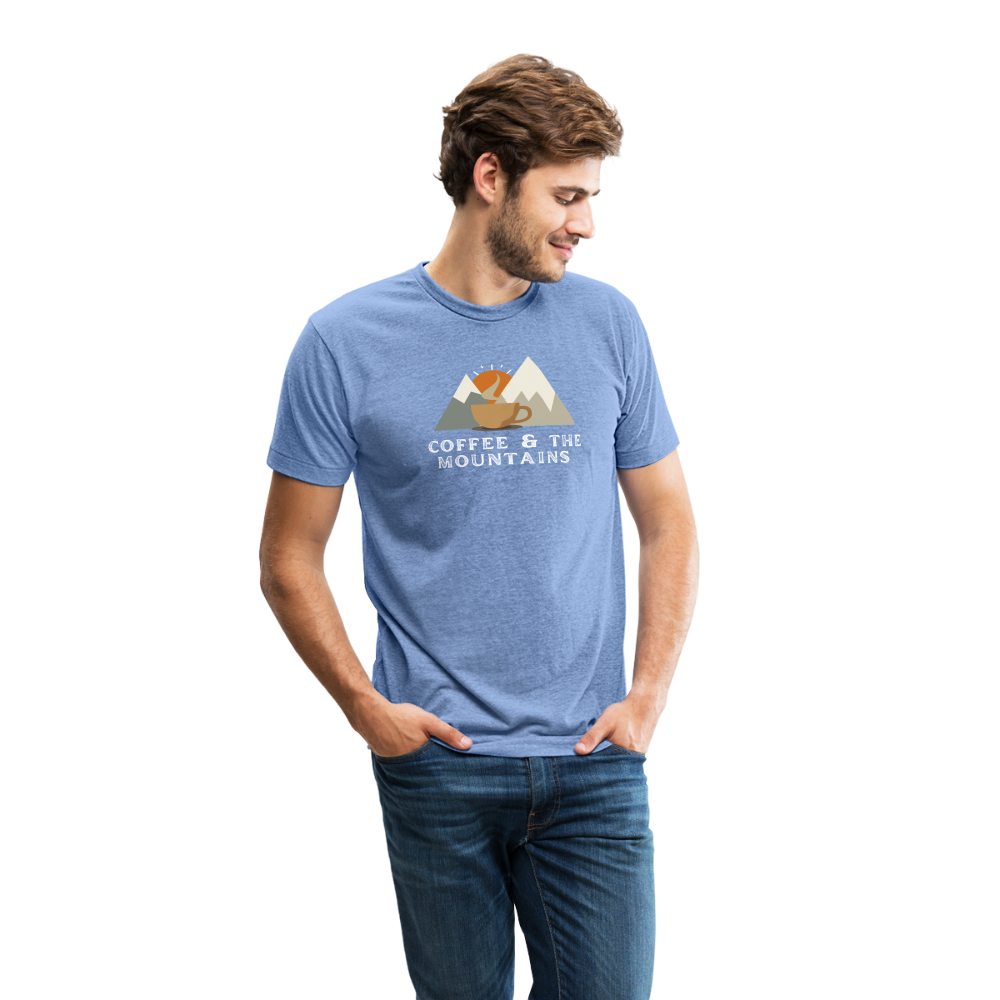 Coffee & the Mountains - Tri-Blend T-Shirt - heather blue