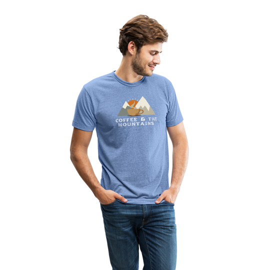 Coffee & the Mountains - Tri-Blend T-Shirt - heather blue