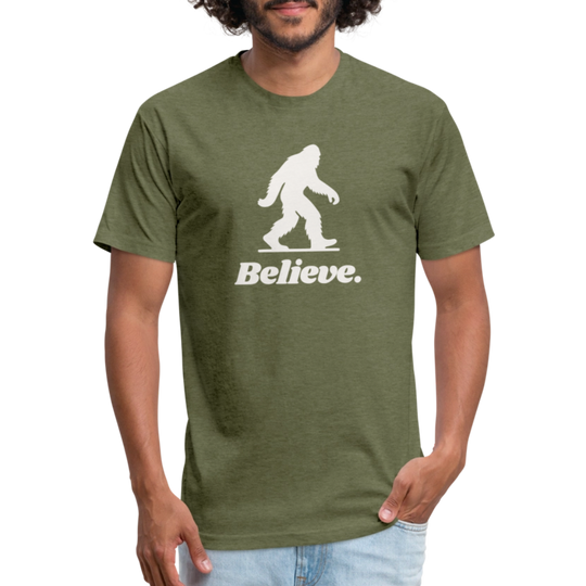 Believe (Bigfoot/White) - Premium Graphic Tee - heather military green