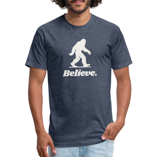 Believe (Bigfoot/White) - Premium Graphic Tee - heather navy