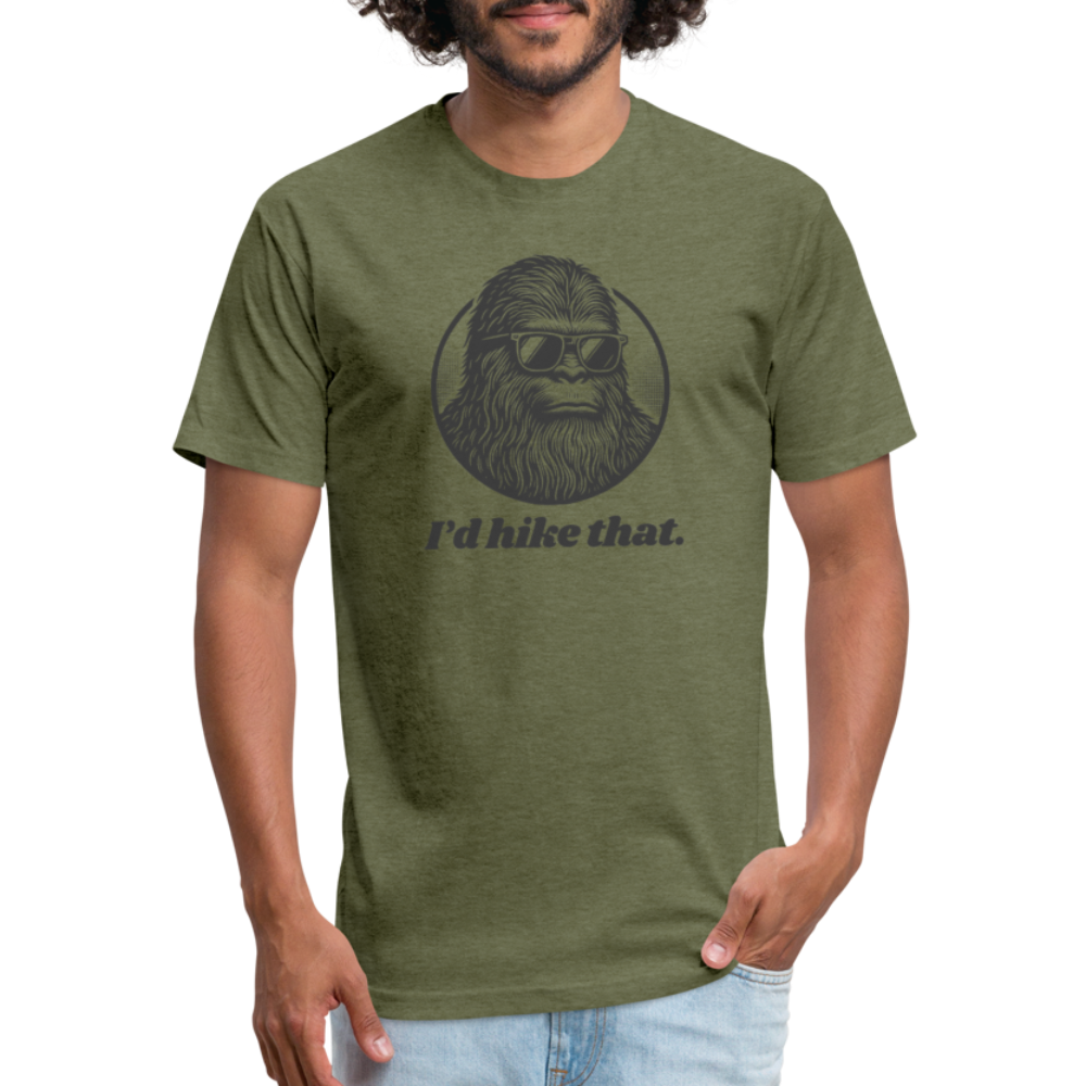 I'd Hike That (Bigfoot) - Premium Graphic Tee - heather military green