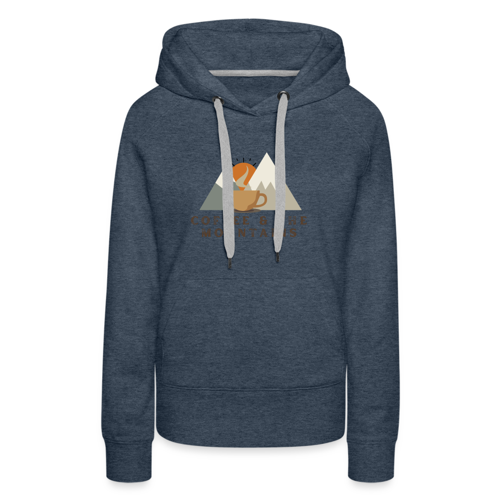 Coffee & the mountains - Women’s Fitted Hoodie - heather denim