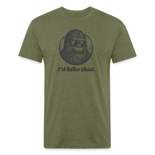 I'd Hike That (Bigfoot) - Premium Graphic Tee - heather military green