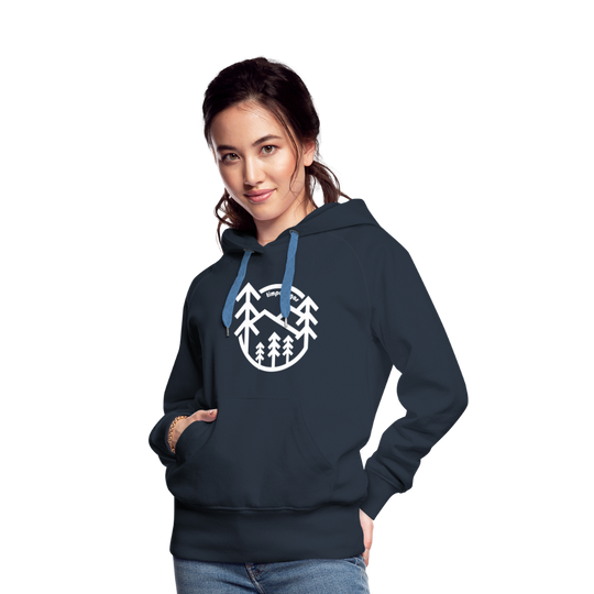 Retro Forest - Women’s Fitted Hoodie - navy