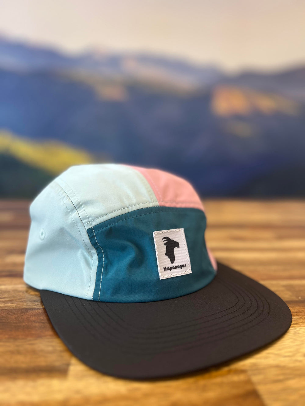 GOAT (Timpanogos) -  5-panel Nylon Camp Hat (Blue/Pink/Cyan)