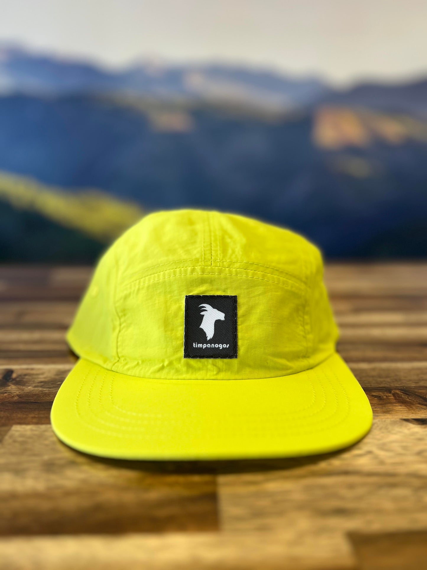 GOAT (Timpanogos) -  5-panel Water-Repellant Nylon Camp Hat (Neon Yellow)