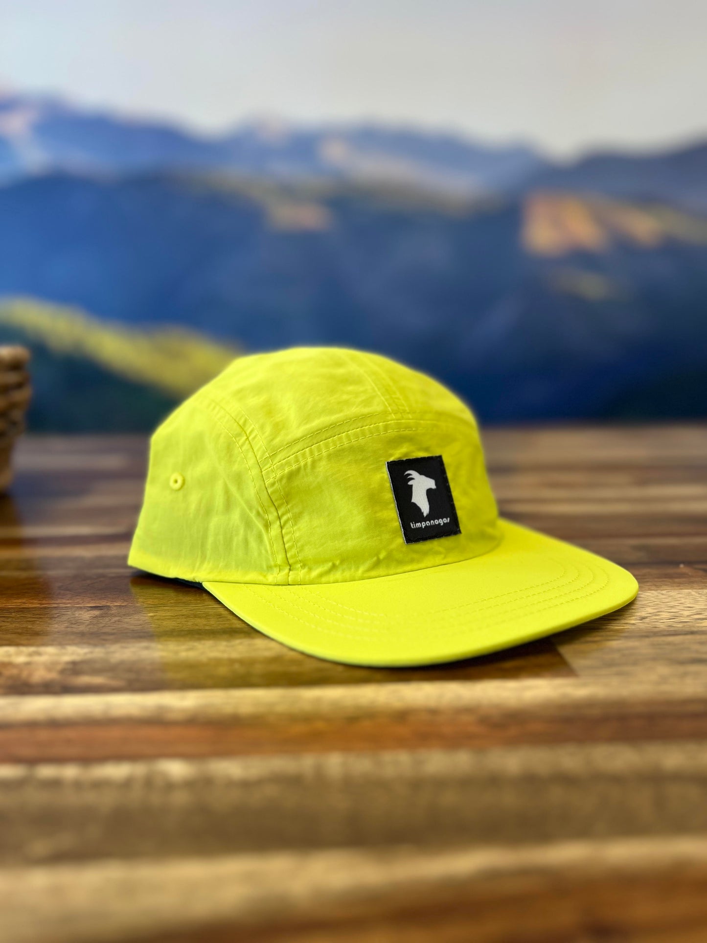 GOAT (Timpanogos) -  5-panel Water-Repellant Nylon Camp Hat (Neon Yellow)