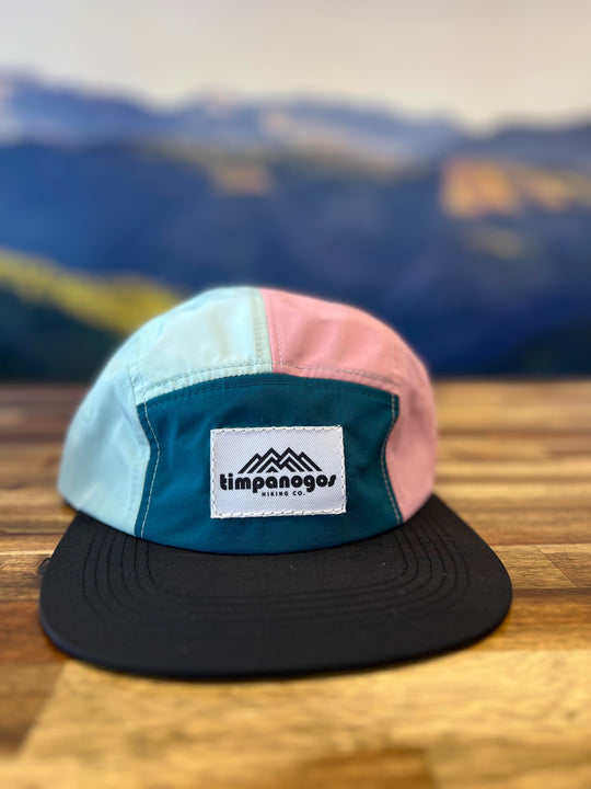 Timpanogos Hiking Co. -  5-panel Nylon Camp Hat (Blue/Pink/Cyan)