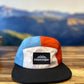 Timpanogos Hiking Co. -  5-panel Nylon Camp Hat (Red/Blue/Tan)