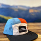 Timpanogos Hiking Co. -  5-panel Nylon Camp Hat (Red/Blue/Tan)