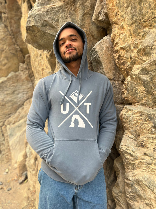 Utah X - Vintage Mountain Blend Hoodie (Slate Blue)