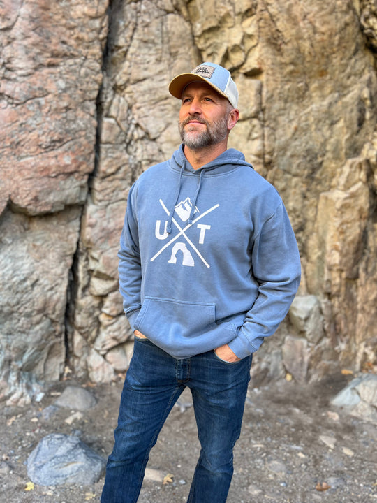 Utah X - Vintage Mountain Blend Hoodie (Slate Blue)