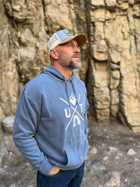 Utah X - Vintage Mountain Blend Hoodie (Slate Blue)