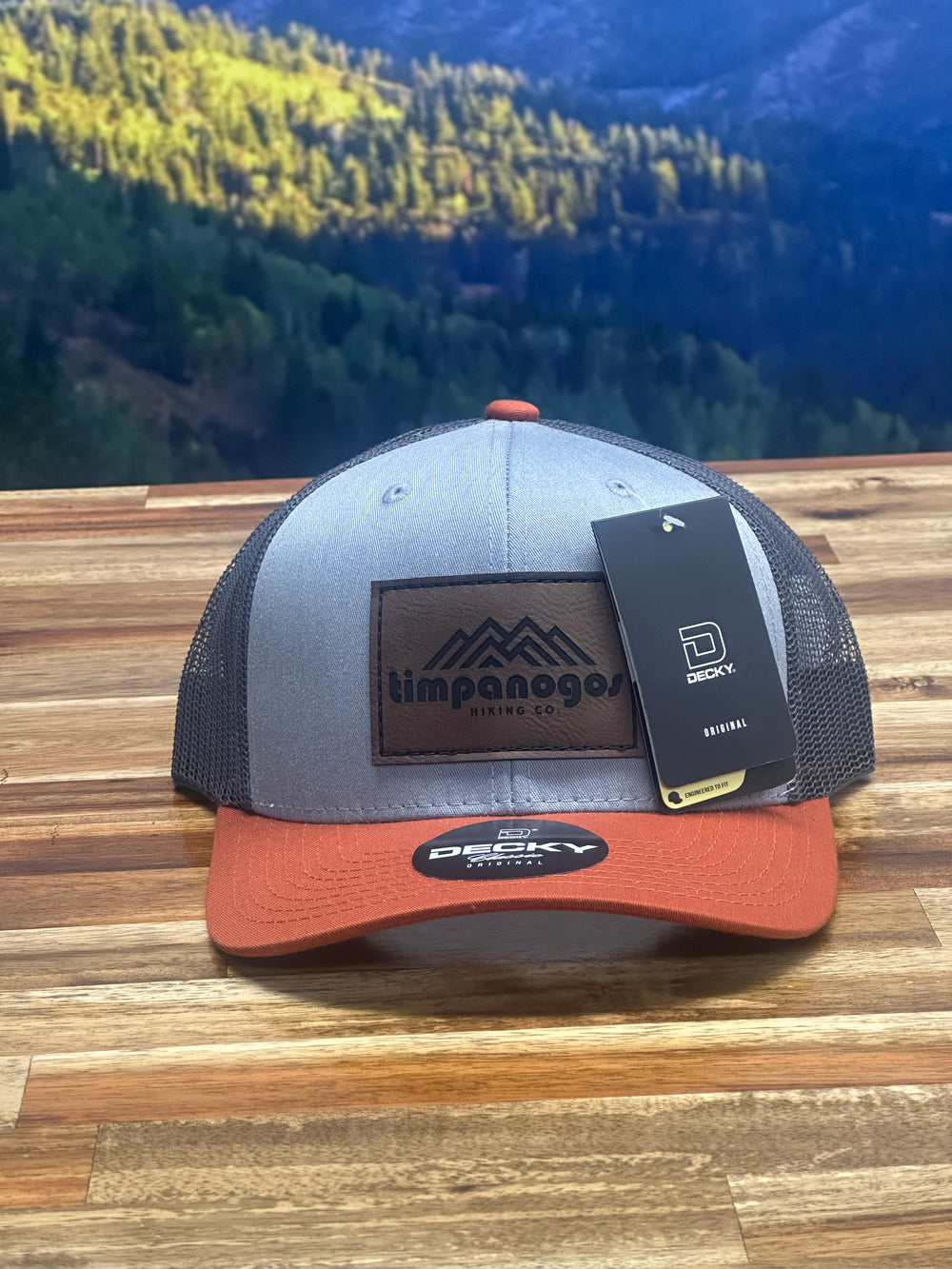 Timpanogos Hiking Co. (Official) Trucker Patch Hat - Burnt Orange/Heather Grey/Charcoal