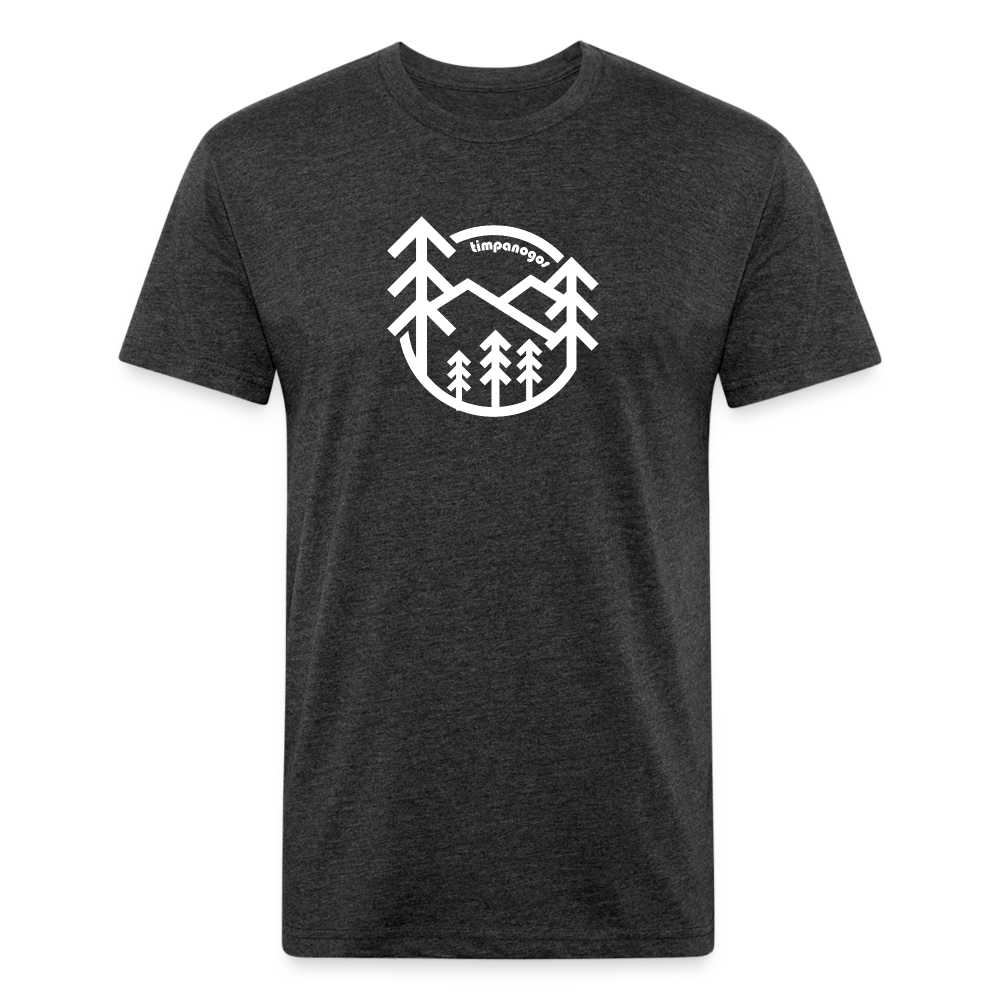 Retro Mountain Trees - Premium Graphic Tee - heather black