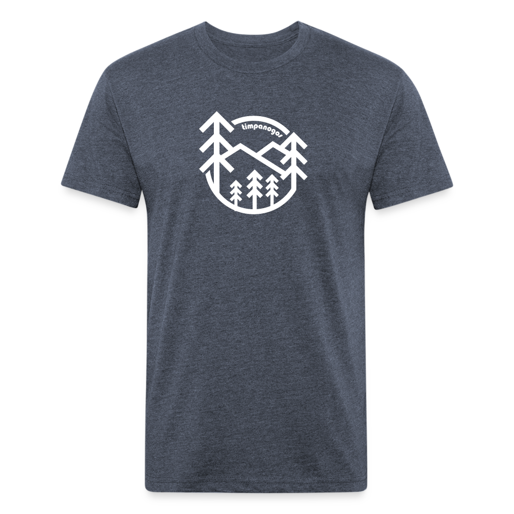 Retro Mountain Trees - Premium Graphic Tee - heather navy