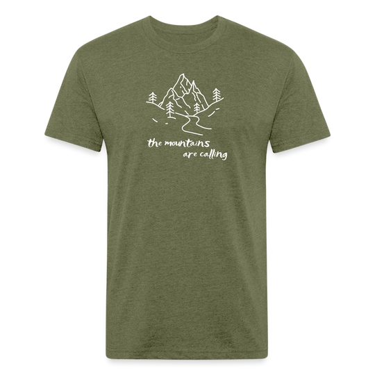 the mountains are calling - Premium Graphic Tee - heather military green