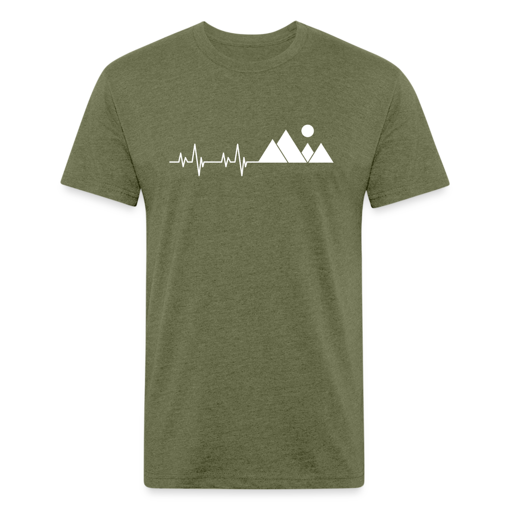 Mountain Pulse - Premium Graphic Tee - heather military green