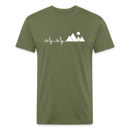 Mountain Pulse - Premium Graphic Tee - heather military green