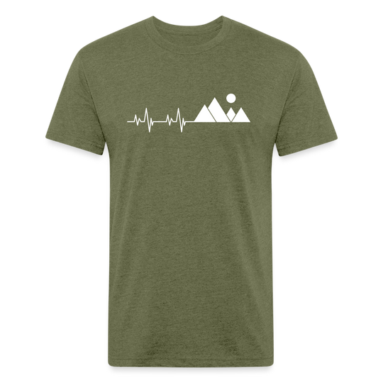 Mountain Pulse - Premium Graphic Tee - heather military green