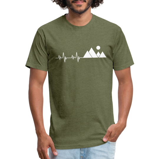 Mountain Pulse - Premium Graphic Tee - heather military green