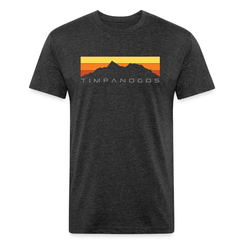 Retro Mountain Classic (warm) - Premium Graphic Tee - heather black